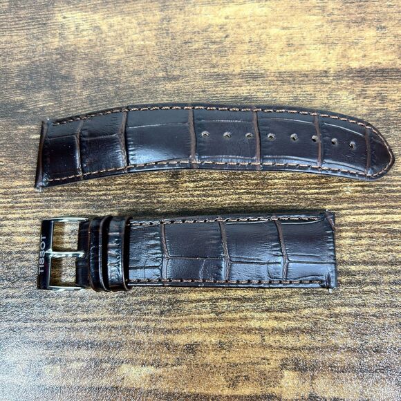 Original Tissot 22mm-19mm Brown Crocodile Band Strap Leather Watch - Picture 8 of 10